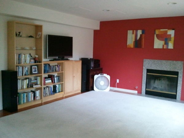 Family room with fireplace